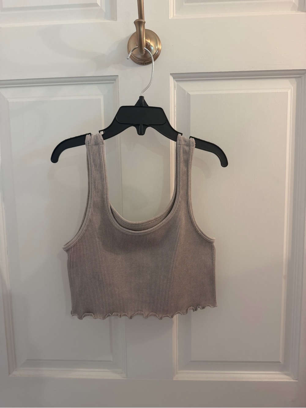 Aeropostale Grey Ribbed Scoop Crop Tank